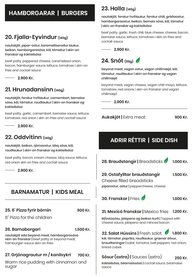 Matseðill / Menu