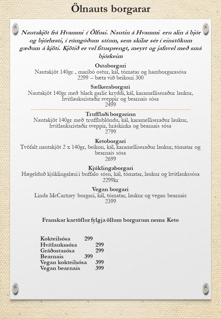 Matseðill / Menu