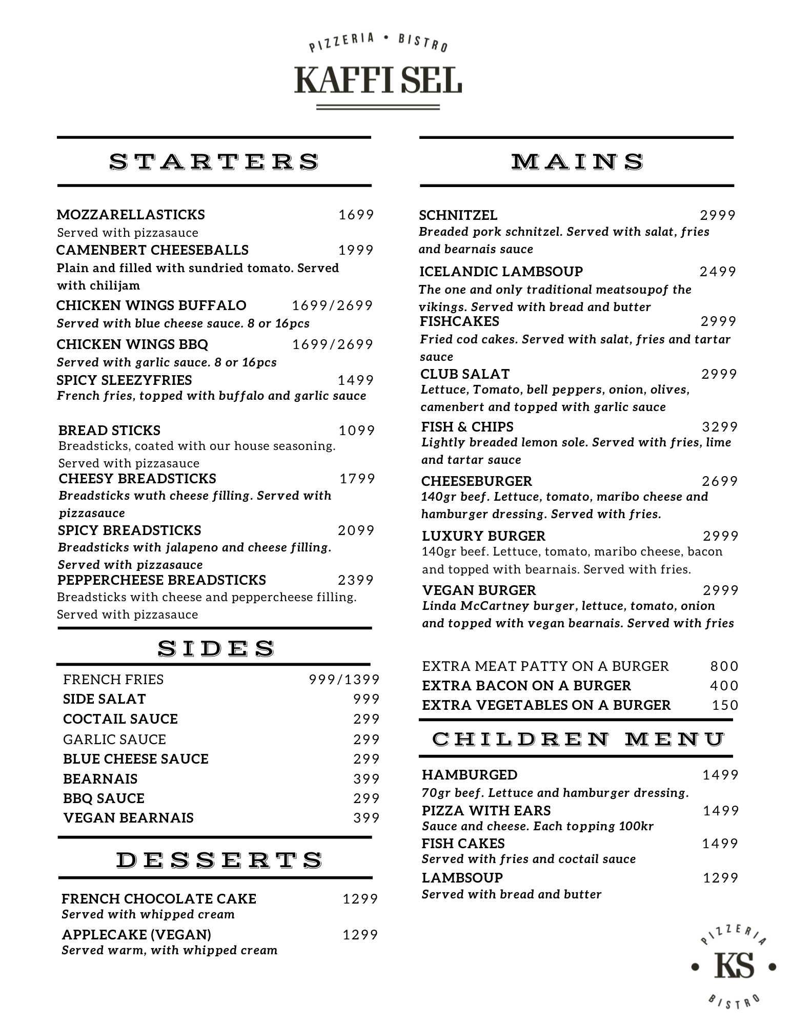 Matseðill / Menu